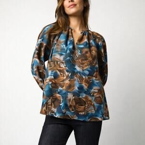 Ann Mashburn Ariana Blouse in Abstract Habotai Size S